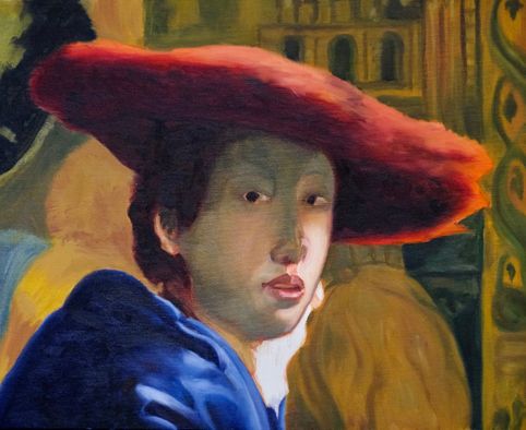 Vermeer_dame met rode hoed